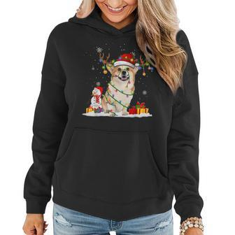 Funny Santa Corgi Reindeer Fairy Light Merry Christmas Women Hoodie | Mazezy