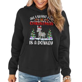 Santa Hat All I Want For Christmas Is A Donkey Women Hoodie - Thegiftio UK