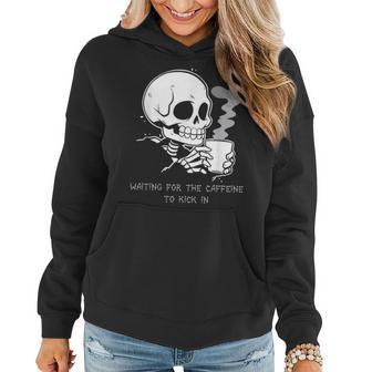 Skeleton Goth Halloween Coffee Women Hoodie | Mazezy