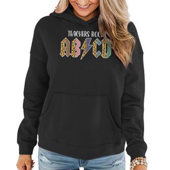 Teacher Abcd Rocks Back To School Teachers Rock Abcd Women Hoodie - Seseable