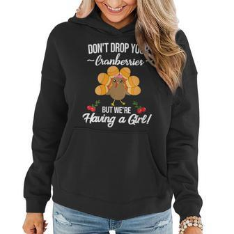 Funny Thanksgiving Gender Reveal Girls Baby Announcement Women Hoodie | Mazezy
