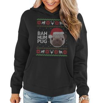 Ugly Sweater Christmas Bah Hum Pug Dog Women Hoodie - Seseable