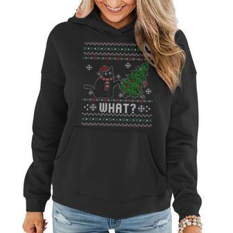 Ugly Sweater Christmas Cat Lover Santa Hat Women Hoodie - Seseable