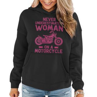 Never Underestimate A Woman On A Motorcycle Women Hoodie - Thegiftio UK