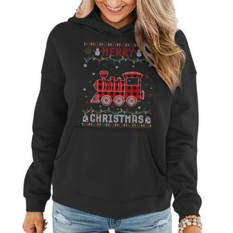 Xmas Lighting Train Ugly Christmas Sweater Women Hoodie | Mazezy