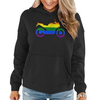 Gay Biker Lgbt-Q Rainbow Pride Flag Motorcycle Men Women Women Hoodie | Mazezy