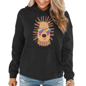 Gay Lion With Glasses Lgbtq Pride Rainbow Stuff Bisexual Women Hoodie | Mazezy
