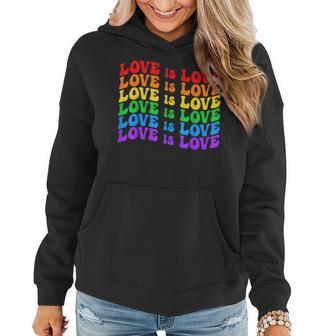 Gay Pride March Rainbow Lgbt Equality Groovy Love Is Love  Women Hoodie