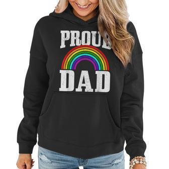 Gay Pride Proud Dad Parent Lgbtq Rainbow Flag Gay Son Women Hoodie - Thegiftio UK