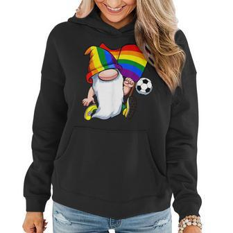 Gay Soccer Player Lgbt-Q Cute Gnome Rainbow Flag Pride Ally Women Hoodie | Mazezy
