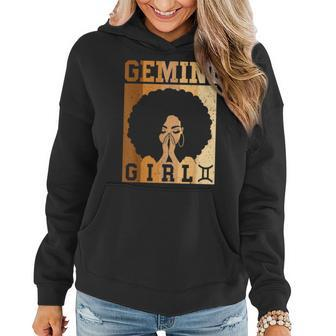 Gemini Girl Zodiac Sign Birthday Queen Melanin Women Women Hoodie | Mazezy