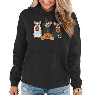Ghost And Witch Chihuahua Halloween Dog Ghost Pumpkin Women Hoodie - Monsterry AU