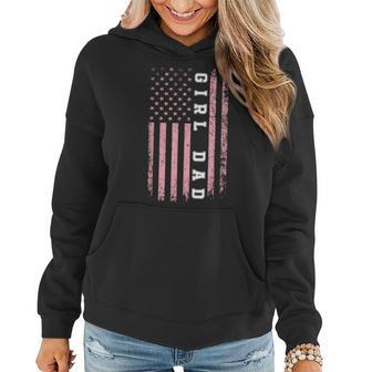 Girl Dad Pink Flag Fathers Day Men Women Vintage Women Hoodie - Seseable
