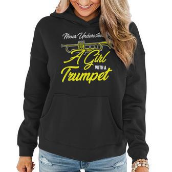 Girl Trumpet Never Underestimate A Girl With A Trumpet Women Hoodie - Thegiftio UK
