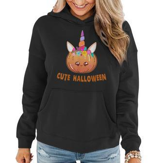 Girls Cute Unicorn Pumpkin Halloween Thanksgiving This Fall Halloween Women Hoodie | Mazezy