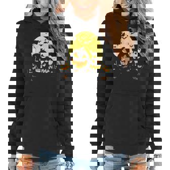 Goat On Scary Pumpkin Halloween Full Moon Witch Boo Ghost Women Hoodie | Mazezy