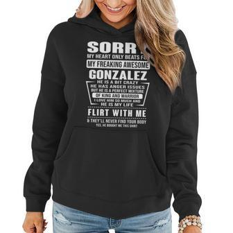 Gonzalez Name Gift Sorry My Heartly Beats For Gonzalez Women Hoodie - Seseable