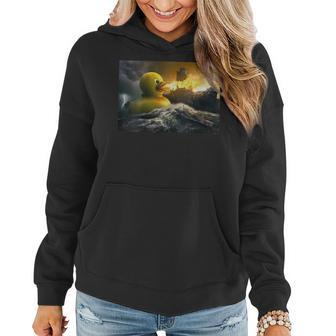 Graphic Funny Giant Chick Spits Fire At Ships Goose Women Hoodie | Mazezy