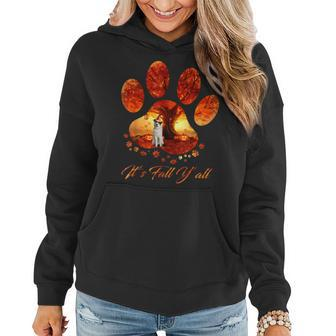 Great Pyrenees It's Fall Y'all Dog Paw Halloween Halloween Women Hoodie | Mazezy
