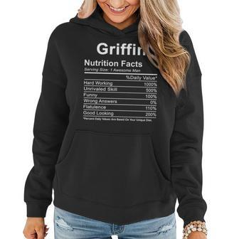Griffin Name Funny Gift Griffin Nutrition Facts V2 Women Hoodie - Seseable