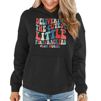 Groovy 4Th Of July Labor And Delivery Nurse Patriotic Nurse Women Hoodie | Mazezy