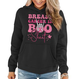 Groovy Breast Cancer Is Boo Sheet Halloween Breast Cancer Women Hoodie - Seseable