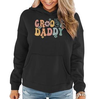 Groovy Daddy Retro Dad Matching Family 1St Birthday Party Women Hoodie - Seseable