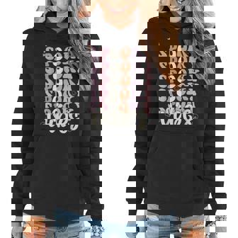 Groovy Halloween Spooky Vibes Retro Floral Boo Ghost Retro Halloween Funny Gifts Women Hoodie | Mazezy