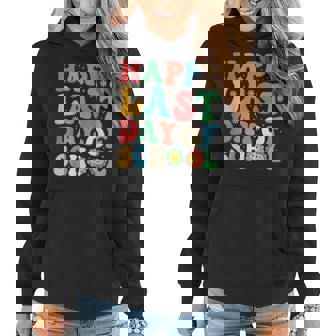 Groovy Happy Last Day Of School Teachers Students Graduation Women Hoodie | Mazezy
