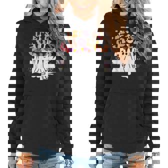 Groovy Let's Go Ghouls Cute Ghost Halloween Spooky Season Women Hoodie - Seseable