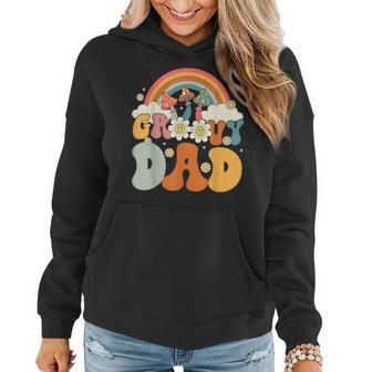 Groovy Rainbow Dad Birthday Party Decorations Family Women Hoodie - Seseable