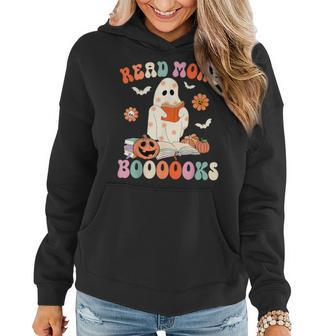 Groovy Read More Books Cute Ghost Boo Halloween Spooky Women Hoodie - Seseable