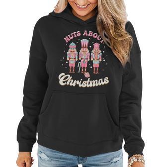 Groovy Retro Nuts About Christmas Pink Nutcracker Women Hoodie - Thegiftio UK