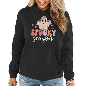 Groovy Spooky Season Cute Ghost Flower Halloween Women Hoodie - Monsterry AU