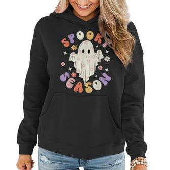 Groovy Spooky Season Ghost Flower Halloween Costume Girls Women Hoodie - Seseable