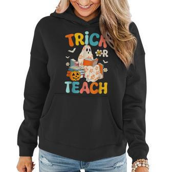 Groovy Trick Or Teach Teacher Halloween Costume 2023 Women Hoodie - Thegiftio UK