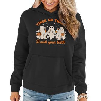 Groovy Trick Or Treat Brush Your Th Dental Halloween Women Hoodie - Monsterry CA