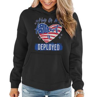 Half Of My Heart Is Deployed Military Wife Girlfriend Mom Gifts For Mom Funny Gifts Women Hoodie | Mazezy