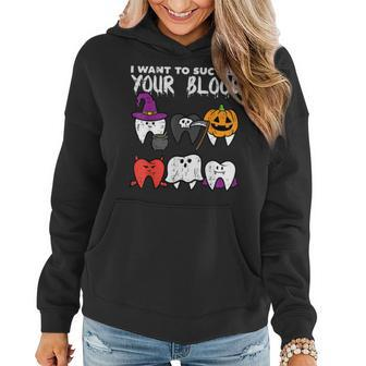 Halloween Dentist Suction Your Blood Dental Costume Women Hoodie - Seseable