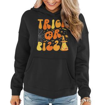 Halloween Trick Or Pizza Scary Ghost Deco Graphic Fall Women Hoodie - Monsterry