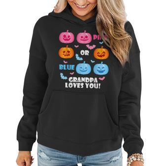 Halloween Gender Reveal Grandpa Loves You Fall Theme Women Hoodie | Mazezy