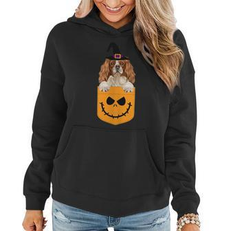 Halloween Pocket English Toy Spaniel Scary Jack O Lantern Women Hoodie | Mazezy