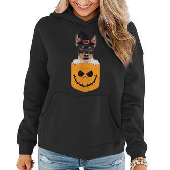 Halloween Pocket Toy Fox Terrier Scary Jack O Lantern Women Hoodie | Mazezy