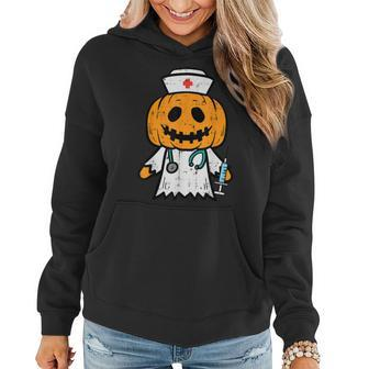 Halloween Pumpkin Nurse Cute Er Nicu Costume Scrub Top Women Hoodie - Seseable