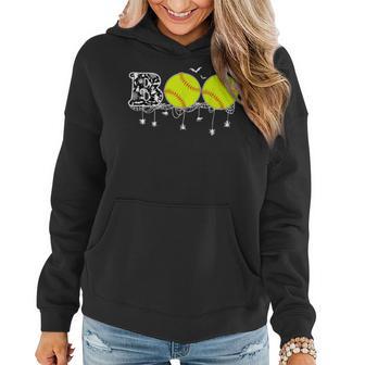 Halloween Softball Lover Boo Baseball Player Women Hoodie - Thegiftio UK