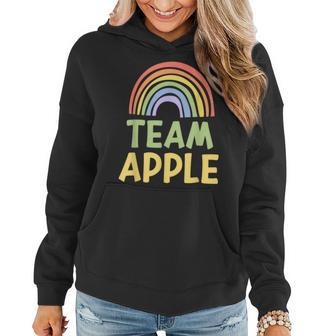Happy Colorful Team Apple Rainbow Pride Green Yellow Women Hoodie | Mazezy