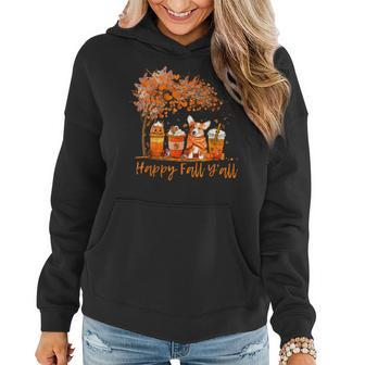 Happy Fall Y'all Autumn Corgi Halloween Pumpkin Spice Latte Women Hoodie - Seseable