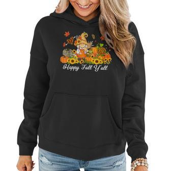 Happy Fall Y'all Gnome Pumpkin Truck Autumn Thanksgiving Women Hoodie - Seseable