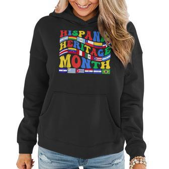 Happy National Hispanic Heritage Month All Countries Groovy Women Hoodie - Seseable