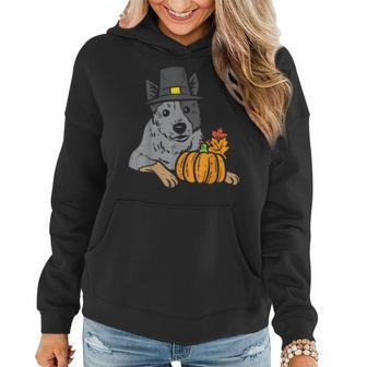 Heeler Pumpkin Leaves Thanksgiving Halloween Fall Cattle Dog Halloween Women Hoodie | Mazezy